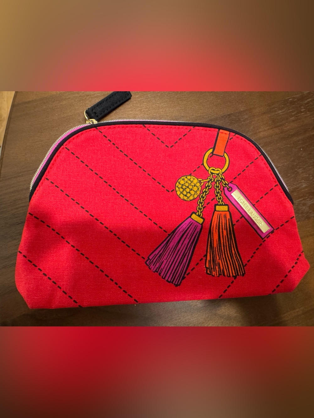 Estée Lauder Red Makeup Bag + Sticker Sheet | Cosmetic Pouch